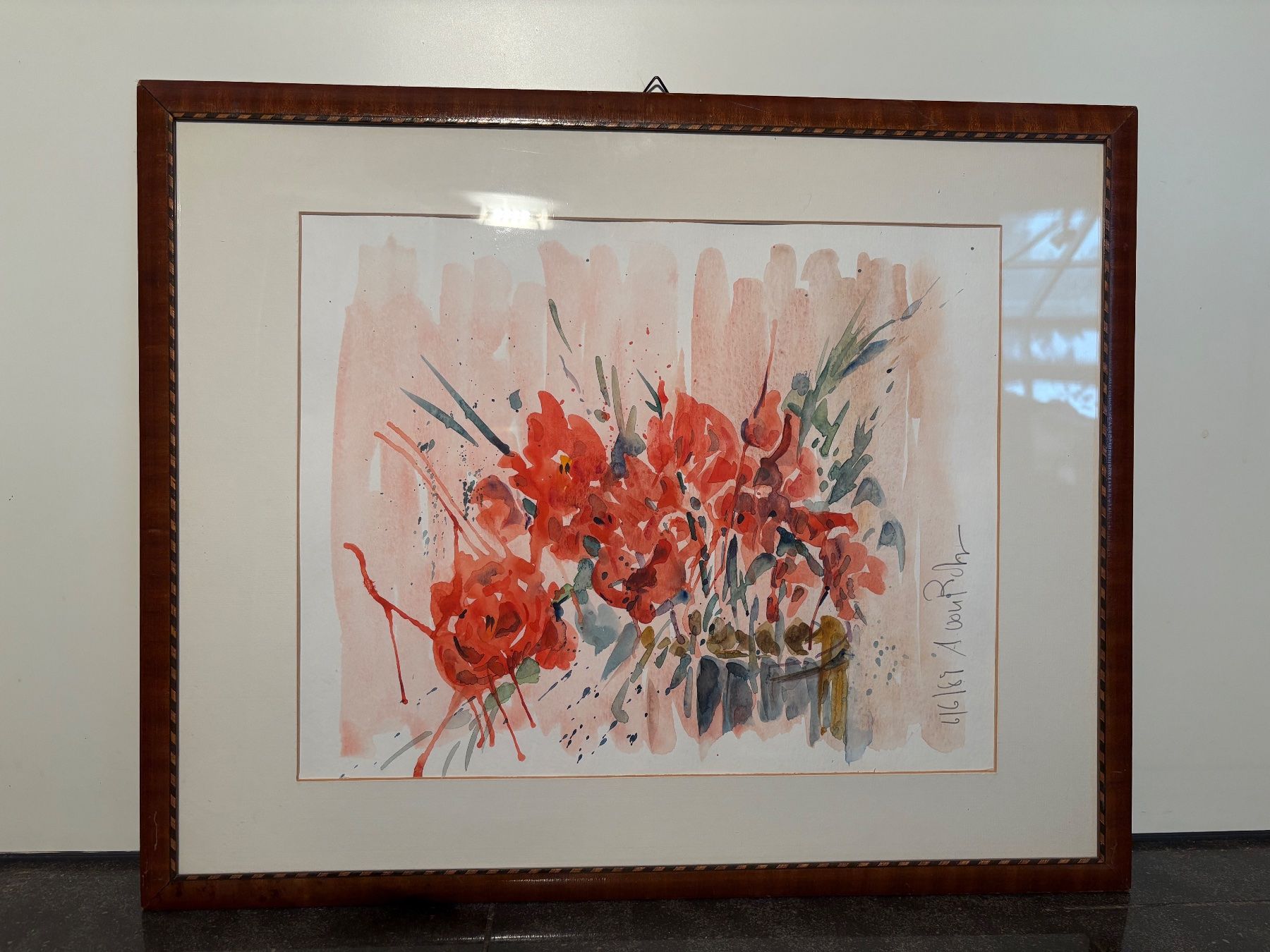 Gemälde: Aquarell Rote Blume von A von Roh – Gebraucht aus Cham von wasudami