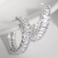Funkelnde versilberte Creolen  mit Zirkonia Steinen, neu!