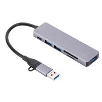 Adaptateur 6 en 2 : USB-C et USB vers USB-C,2 USB,SD,MICRO S