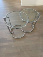 2 Designer Beistelltisch Set Glas Metall