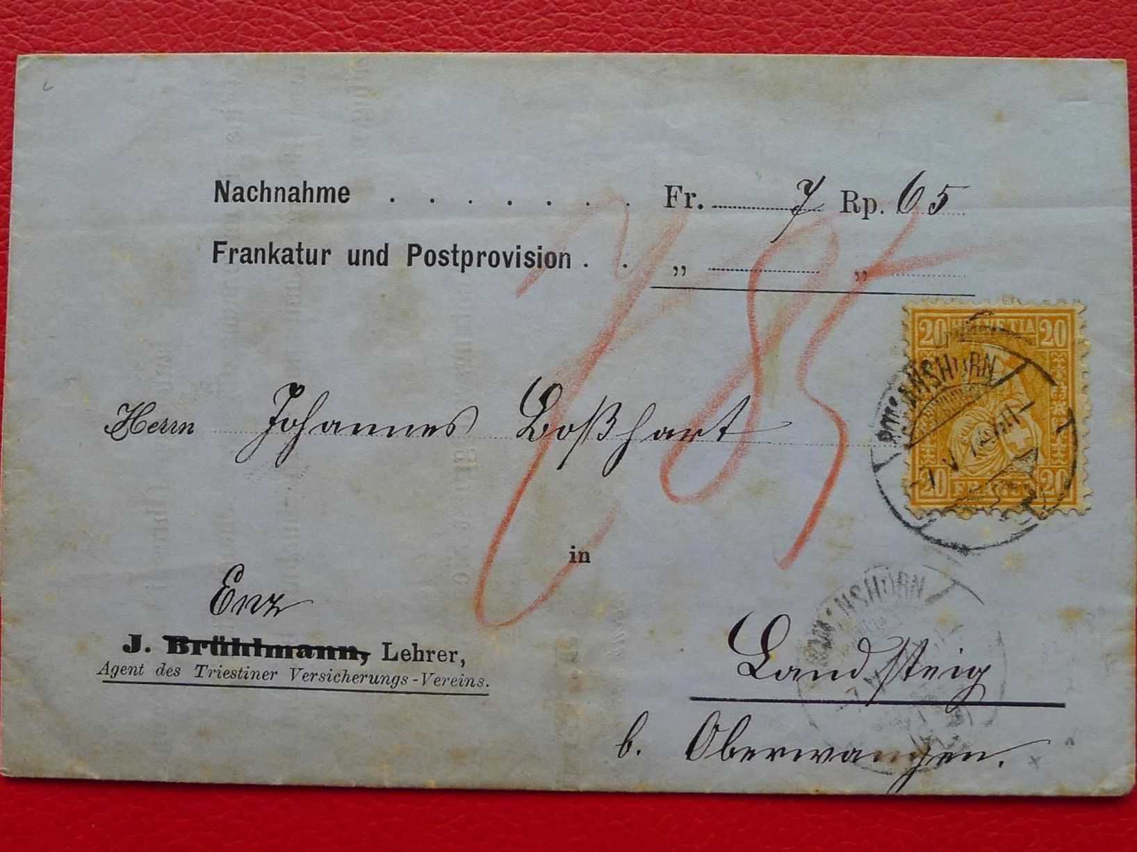 Tutti i francobolli: 1874: Nr.32 auf "Forwarded" BELEG von TRIEST/ROMANSHORN – Usato da Sursee venduto da Luzernerraute