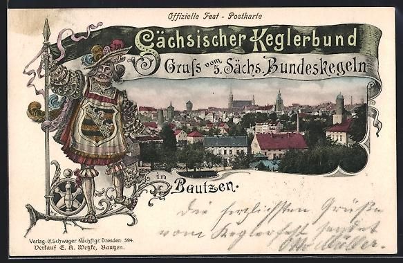 Cartoline postali: Litho Bautzen, Fest-Postkarte Sächsisch – Usato da Berlin venduto da bartko-reher