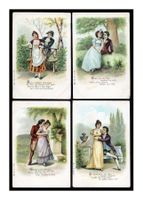 COUPLES - 1900 "Belle époque/Scènes Amoureuses" Lot de 4x CP