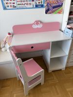 Bureau enfant Relaxdays rose & blanc + chaise
