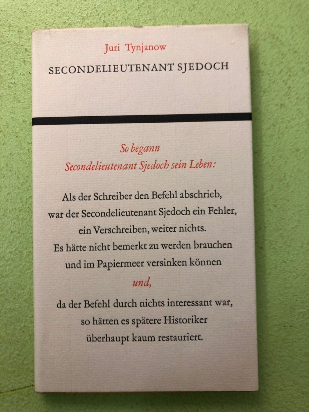 Libri: Juri Tynjanow: Secondlieutnant Sjedoch. – Usato da Zürich venduto da allp