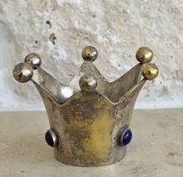 Kronen Kerzenhalter mit Steinen, Metall