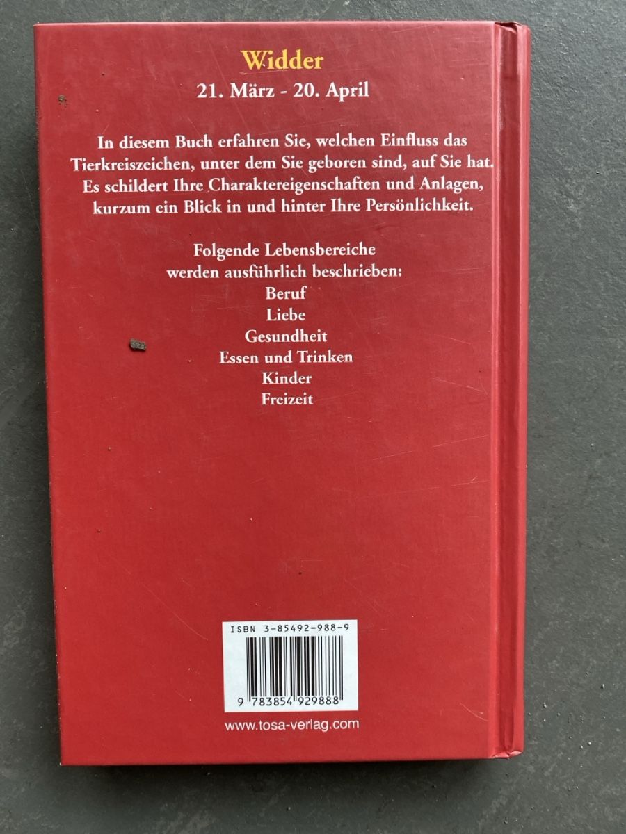 Libri: Widder - Sternzeichen Buch (tosa Verlag) – Nuovo (secondo la descrizione) da Dallenwil venduto da kavogt6 1