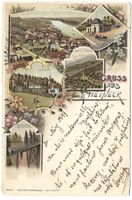 Gruss aus Rheineck (SG) Weinburg - Bahnhof - Litho - 1899