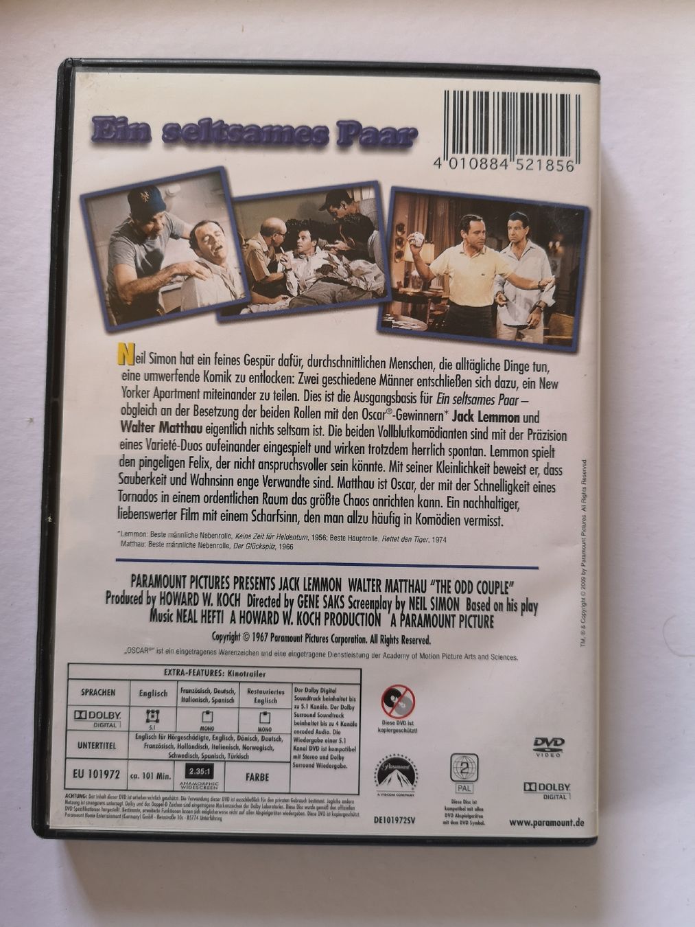 Tutti i DVDs: DVD: Ein seltsames Paar - Jack Lemmon, Walter Matthau – Usato da Tann venduto da Veebee6 1