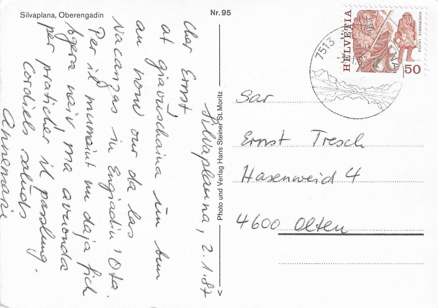 Cartoline postali: Silvaplana GR – Usato da Rothrist venduto da Stranglehold 1