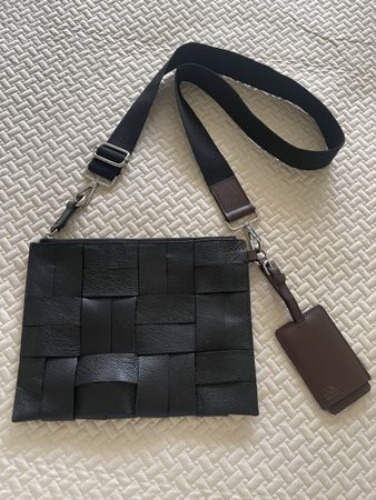 Umhängetasche / Clutchtasche – Leder, geflochten