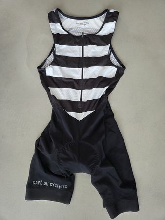 Radtrikot Cafe du Cycliste gestreift Grösse L schwarz
