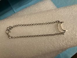 Modeschmuck, Armketteli mit Halbmond, silberfarben, NEU