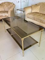 Eleganter Beistelltisch aus Messing mit Rauchglas