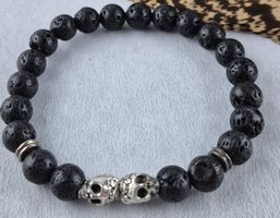 Lavastein Armband mit Totenkopf
