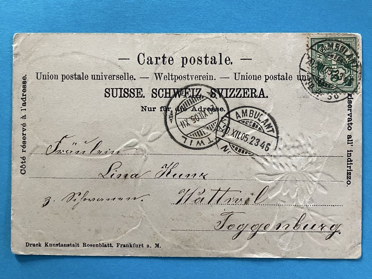 Cartoline postali: Alte Ansichtskarte Wetzikon, Glücksklee, 1905 – Usato da Bauma venduto da Baumer71 1