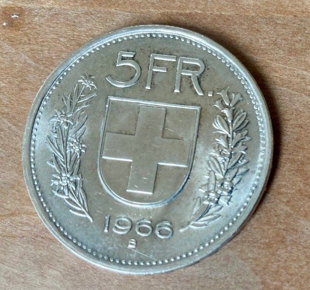 Tutti le monete: 5 Schweizer Franken von 1966 – Usato da Dürnten venduto da Scheidegg32