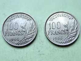 100 Francs France 1954 et 1954 B Cochet