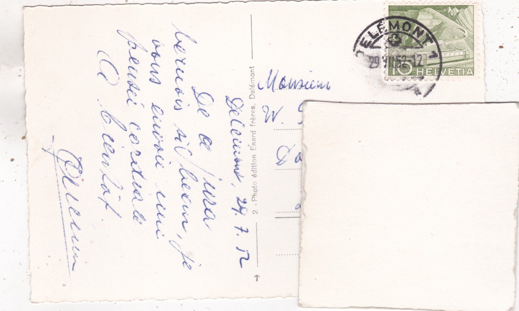 Cartoline postali: Delémont 1952 – Usato da Herisau venduto da Lisegrat2008 1