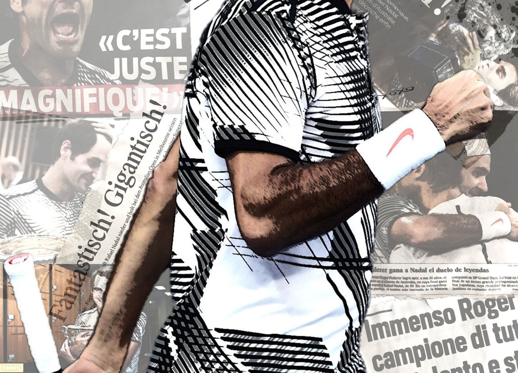 Foto & Immagini: Roger Federer Pop Art Newspaper Headlines Maestro Kunst Bild – Nuovo (secondo la descrizione) da St. Niklausen LU venduto da Stefan_Bammert_Art 3