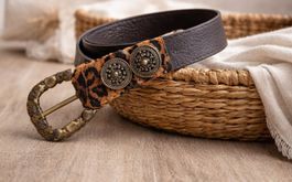Leoparden Gürtel Schwarz Braun Vintage