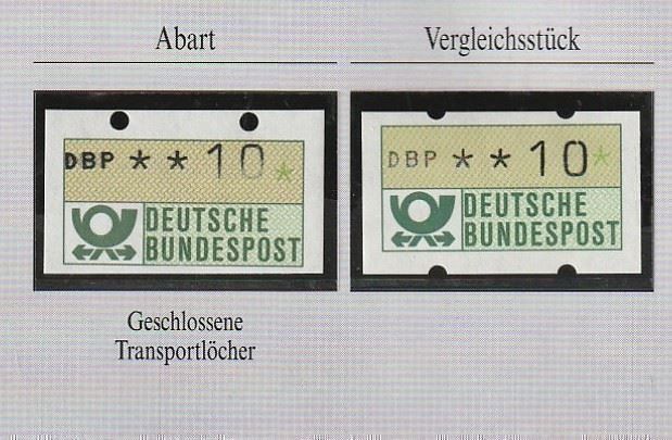 Tous les timbres: ATM Abart, Transportlöcher, 1993 – Neuf (Voir description) à Aarburg par Aare10