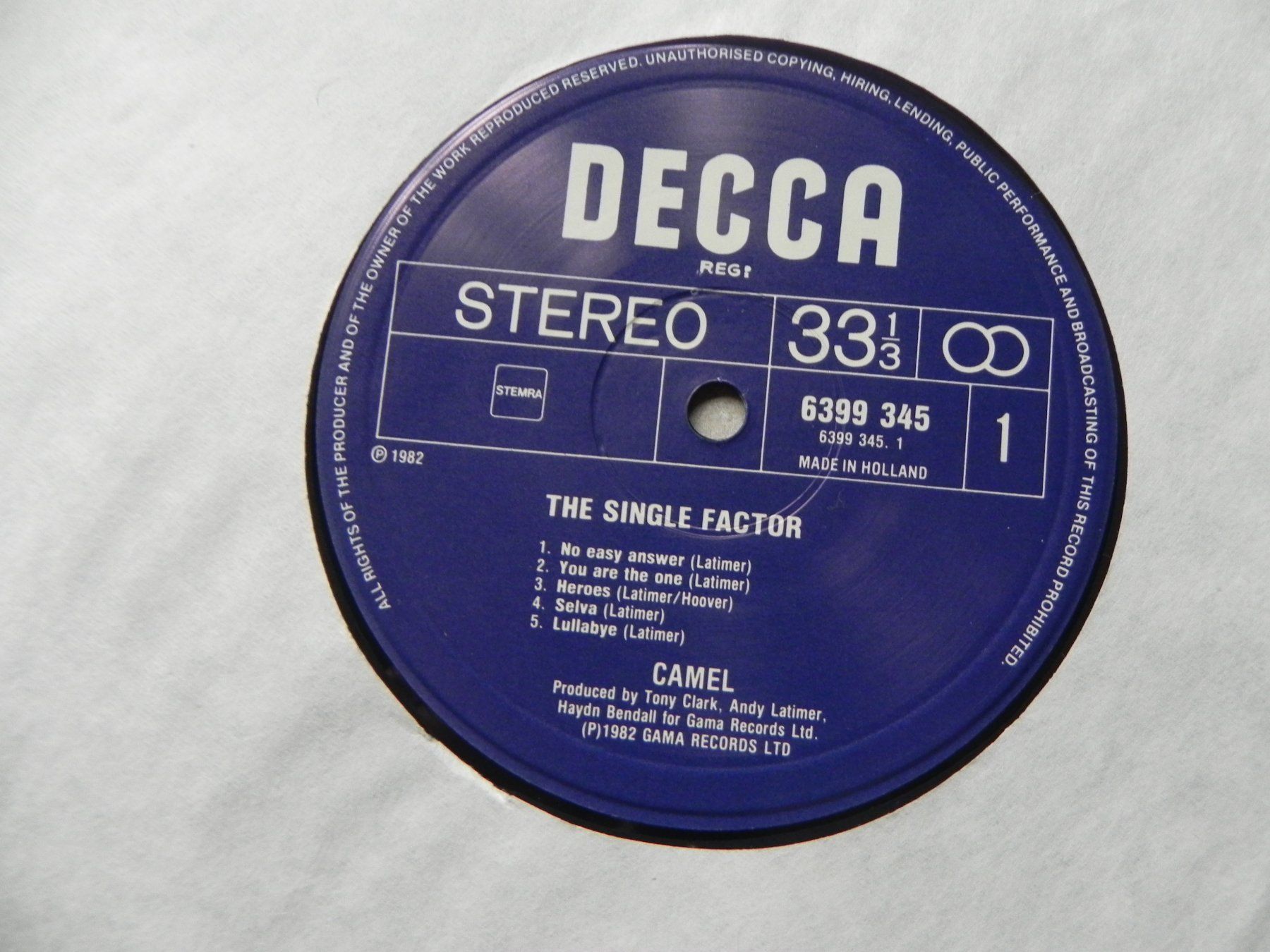 Dischi in vinile: LP brit. progressiv Rock Band Camel 1982 The Single Factor – Usato da Siebnen venduto da krimsie 4