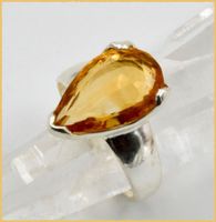 ♛ Grosser Citrin 925 Silberring