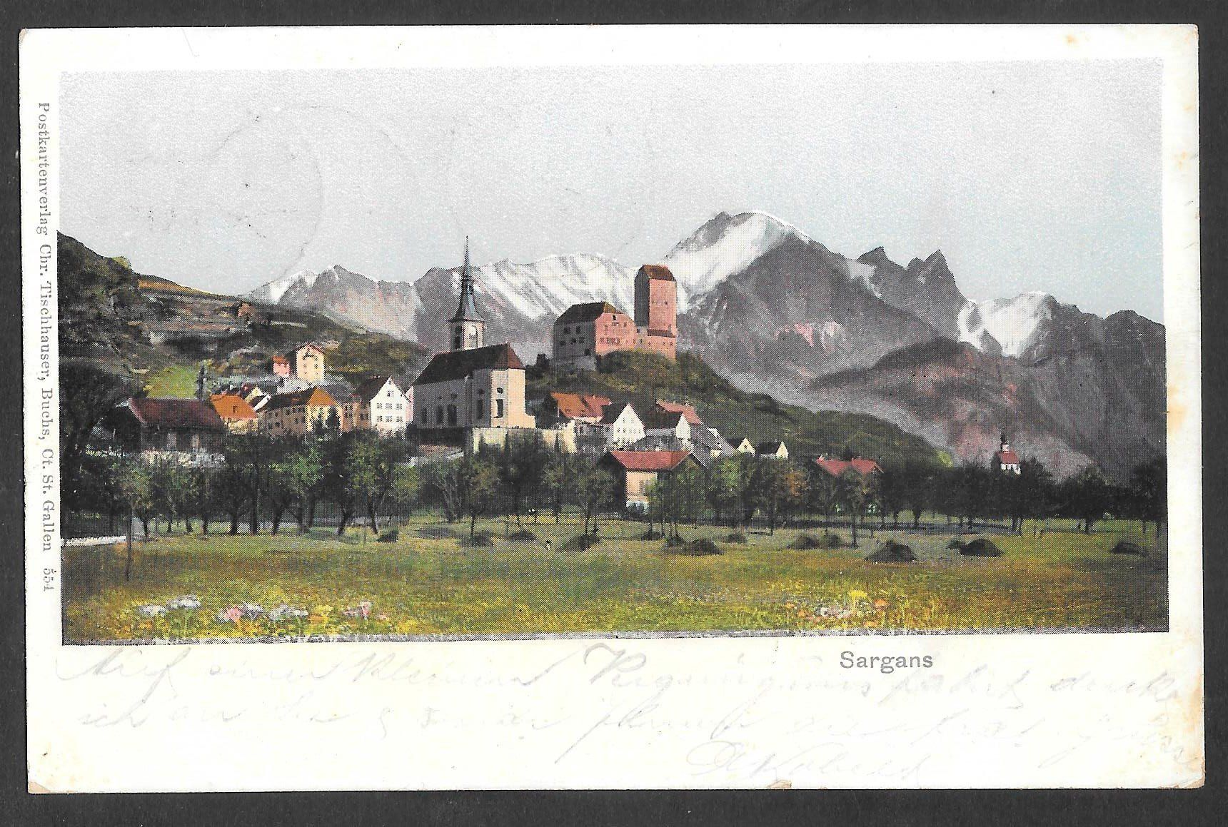 Cartoline postali: Sargans Teilansicht mit Schloss – Usato da Olten venduto da clotaldi