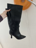 Elegante Damenstiefel aus Leder, Grösse 38, Schwarz