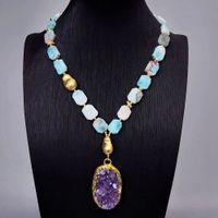 Mina Druzy Amethyst Larimar Kette Echt Collier Améthyste
