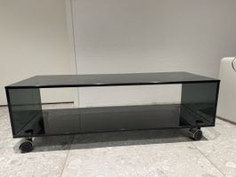 Stylish Smoked Glass TV Stand on Wheels