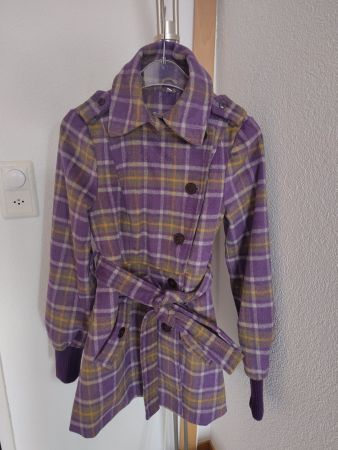 Blutsgeschwister Mantel kariert lila/ gelb Gr. XS neuwertig