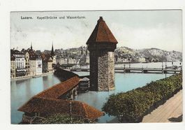 LUZERN.  KAPELLBRÜCKE UND WASSERTURM  1909