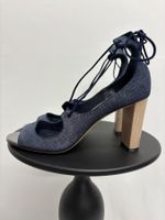 Jimmy Choo High Heels 40.5 Vernie Denim Lace-Up Sandals