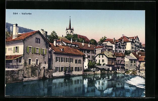 Cartoline postali: AK Vallorbe, Teilansicht mit Kirche – Usato da Berlin venduto da bartko-reher