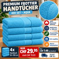 4x Handtücher 50x100 cm Aqua 100% Baumwolle