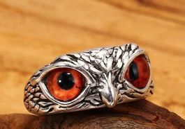 RING EULE ORANGE AUGEN, GR.16, CA.1.6CM DURCHM. NEU