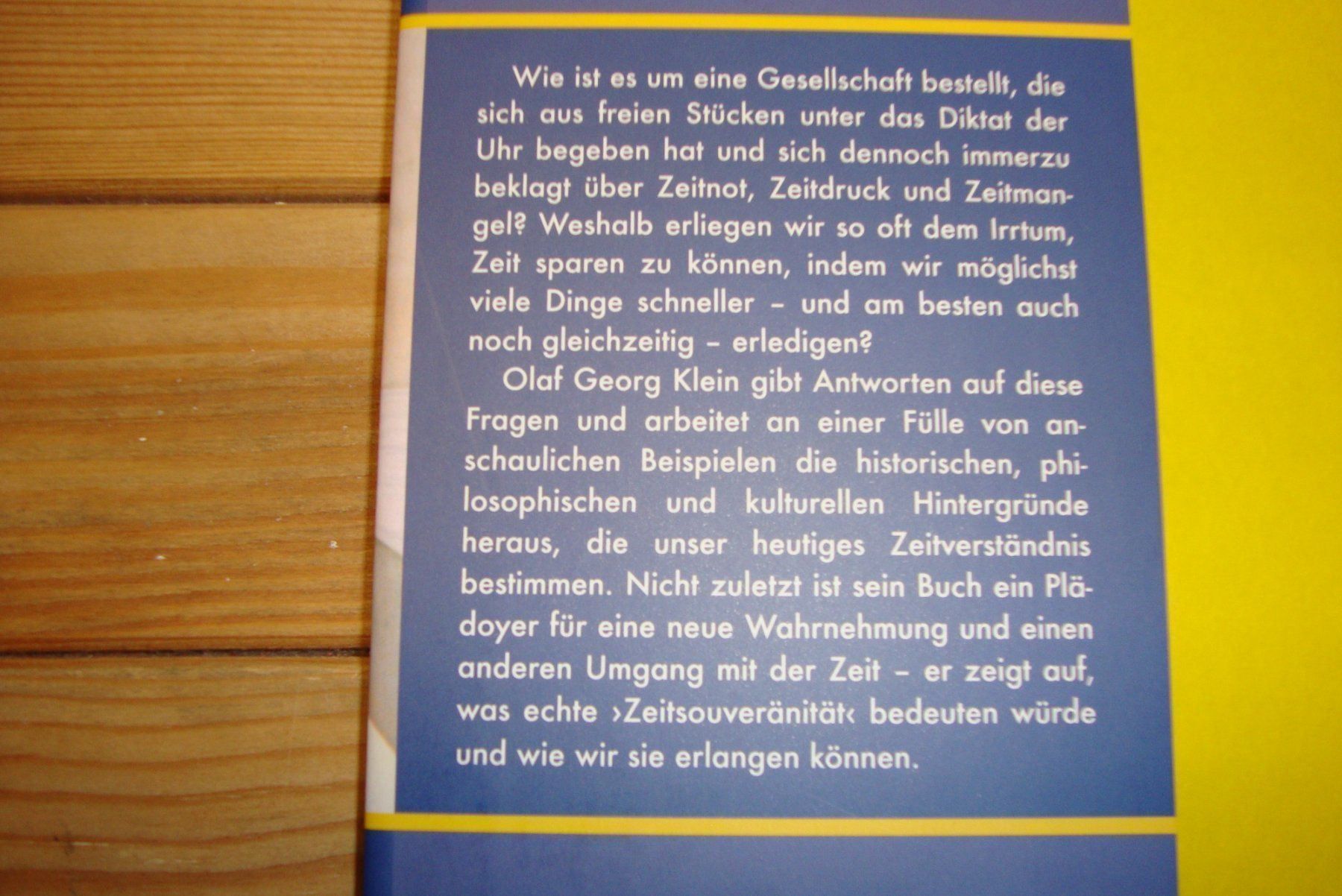 Libri: Olaf Georg Klein - ZEIT ALS LEBENSKUNST – Usato da Bern venduto da carola31 1