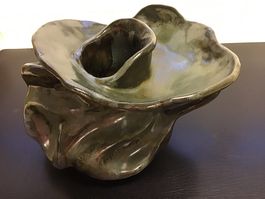 Vase aus Ton, glasiert, Handarbeit, Ausstellungsstück