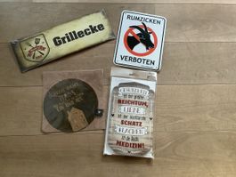 4 Deko Schilder, Holz, Metall, Sprüche, Neu & Original!