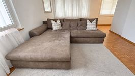 Ecksofa mit Schlaffunktion und Stauraum inkl. Kissen