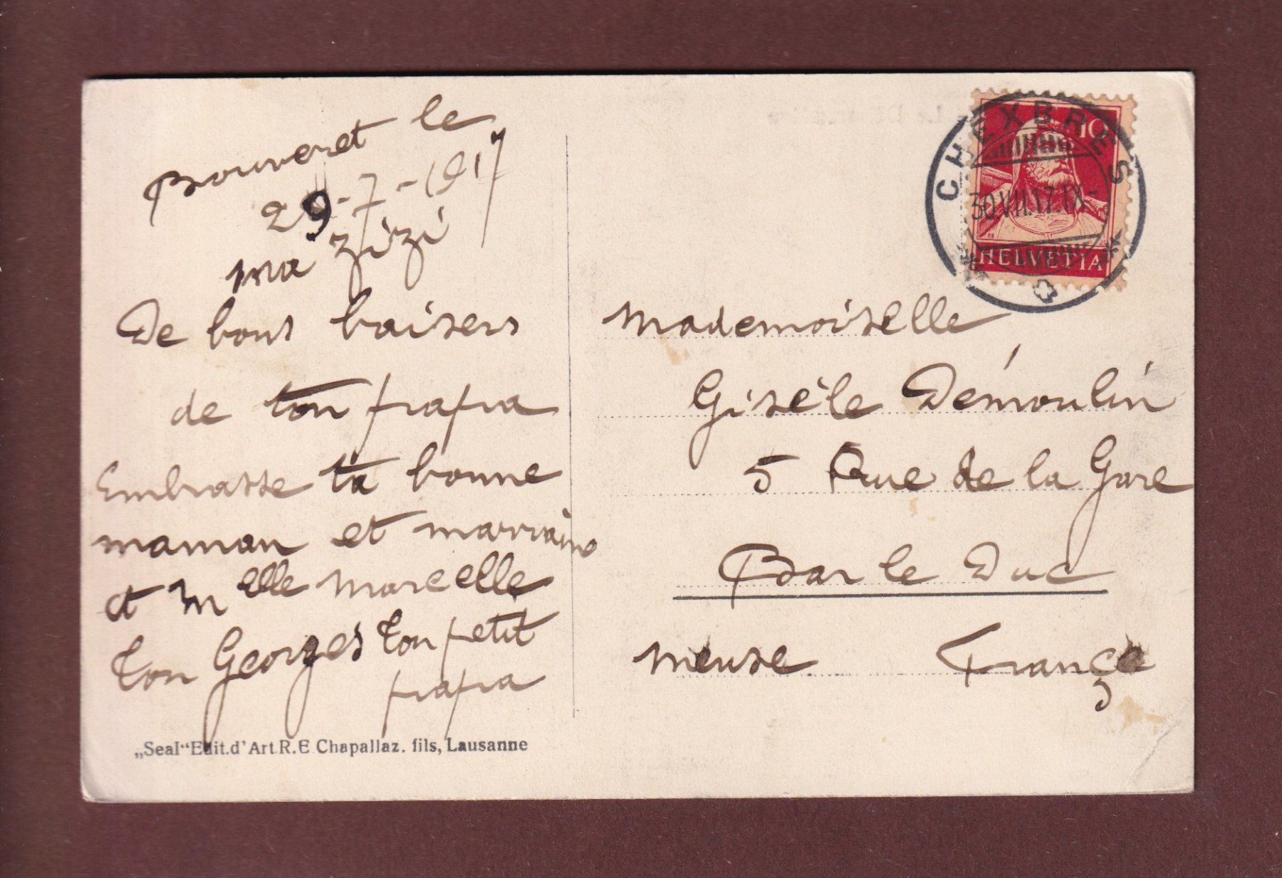 Cartoline postali: LE BOUVERET - Bateau CGN - 1917 – Usato da Pully venduto da nicecards 1