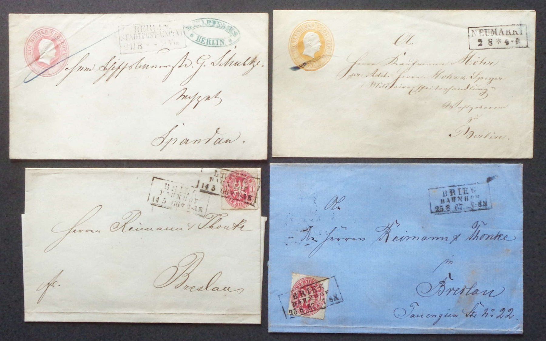 Tous les timbres: PREUSSEN: 4 Poststücke um 1852–1867 – D'occasion à Le Locle par timbrettino