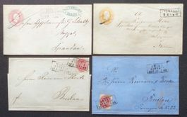 PREUSSEN: 4 Poststücke um 1852–1867