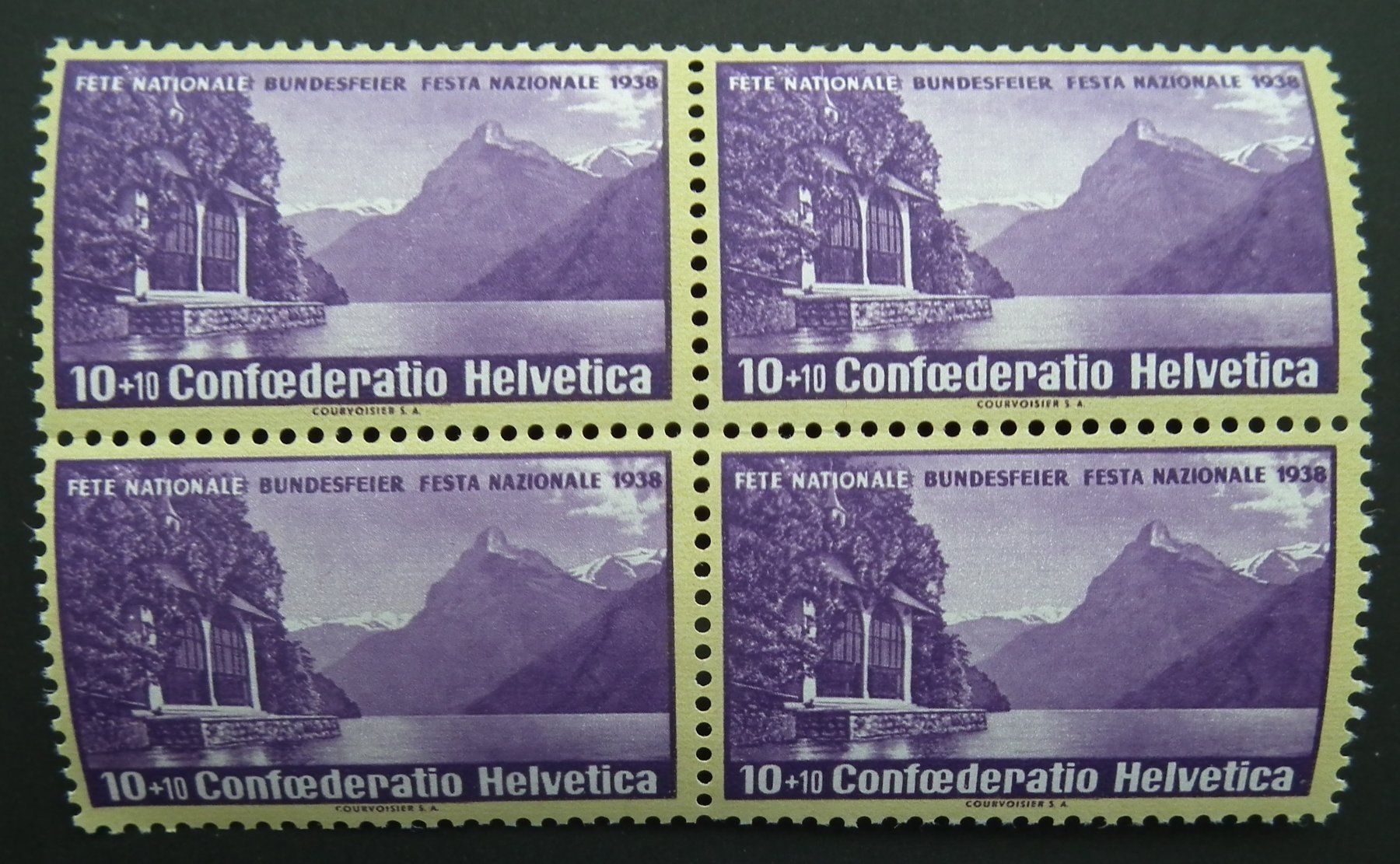 Tutti i francobolli: Bundesfeier 4-er Block 1938, B1z  geriffelt, Postfrisch – Usato da Kriens venduto da WULLU99