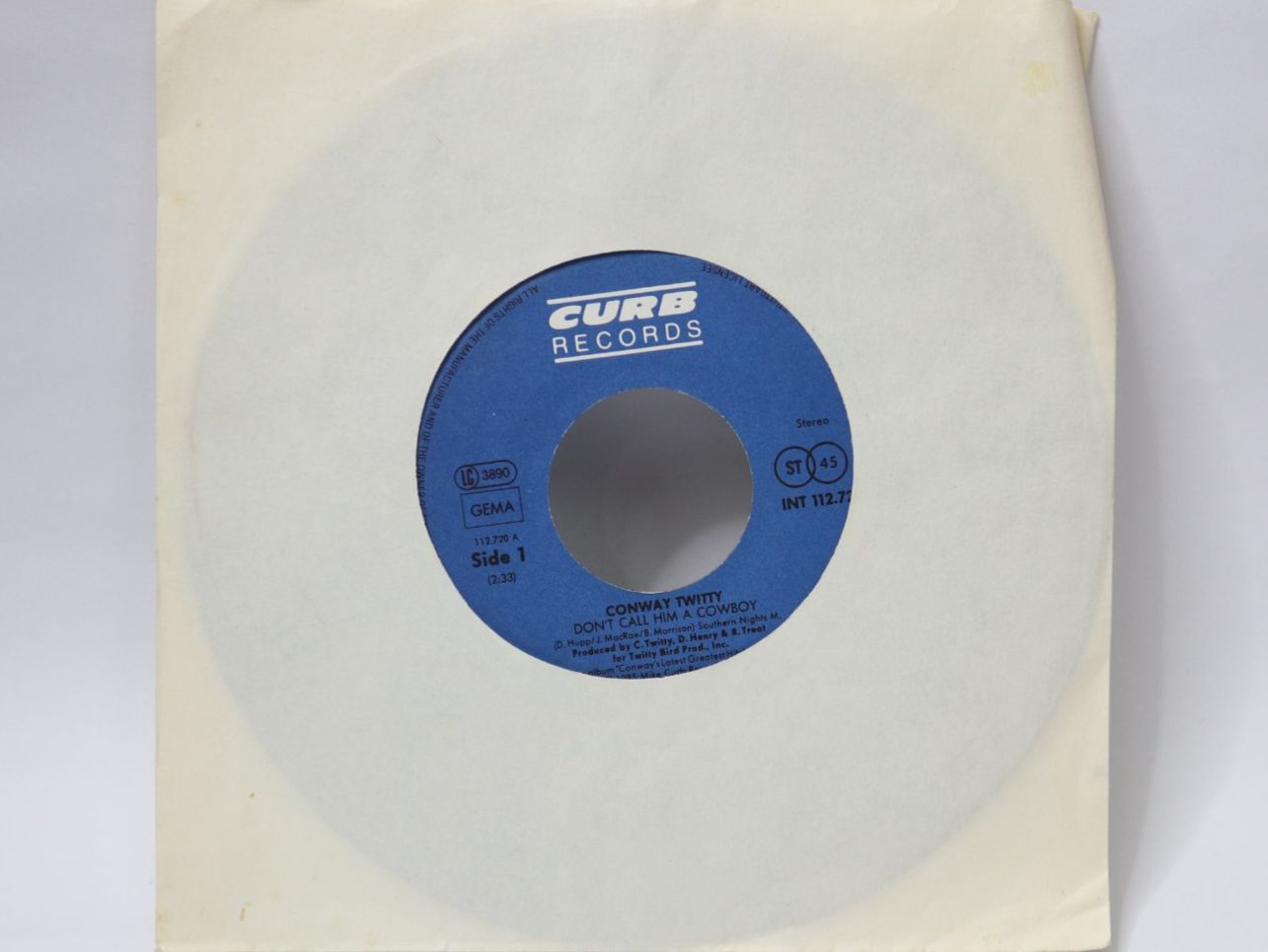 Dischi in vinile: Vinyl Single Conway Twitty Don't Call Him A Cowboy Jukebox – Usato da Eschenbach SG venduto da Astalavista