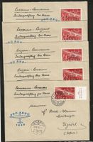 1946 : Nr. F41 auf Brief - 5 verschiedene Flugrouten