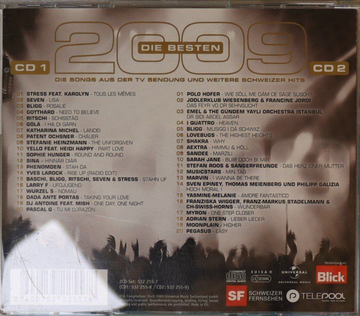 CD: Die Grössten Schweizer Hits -Die Besten 2009 – Usato da Luzern venduto da CONTENTI 2