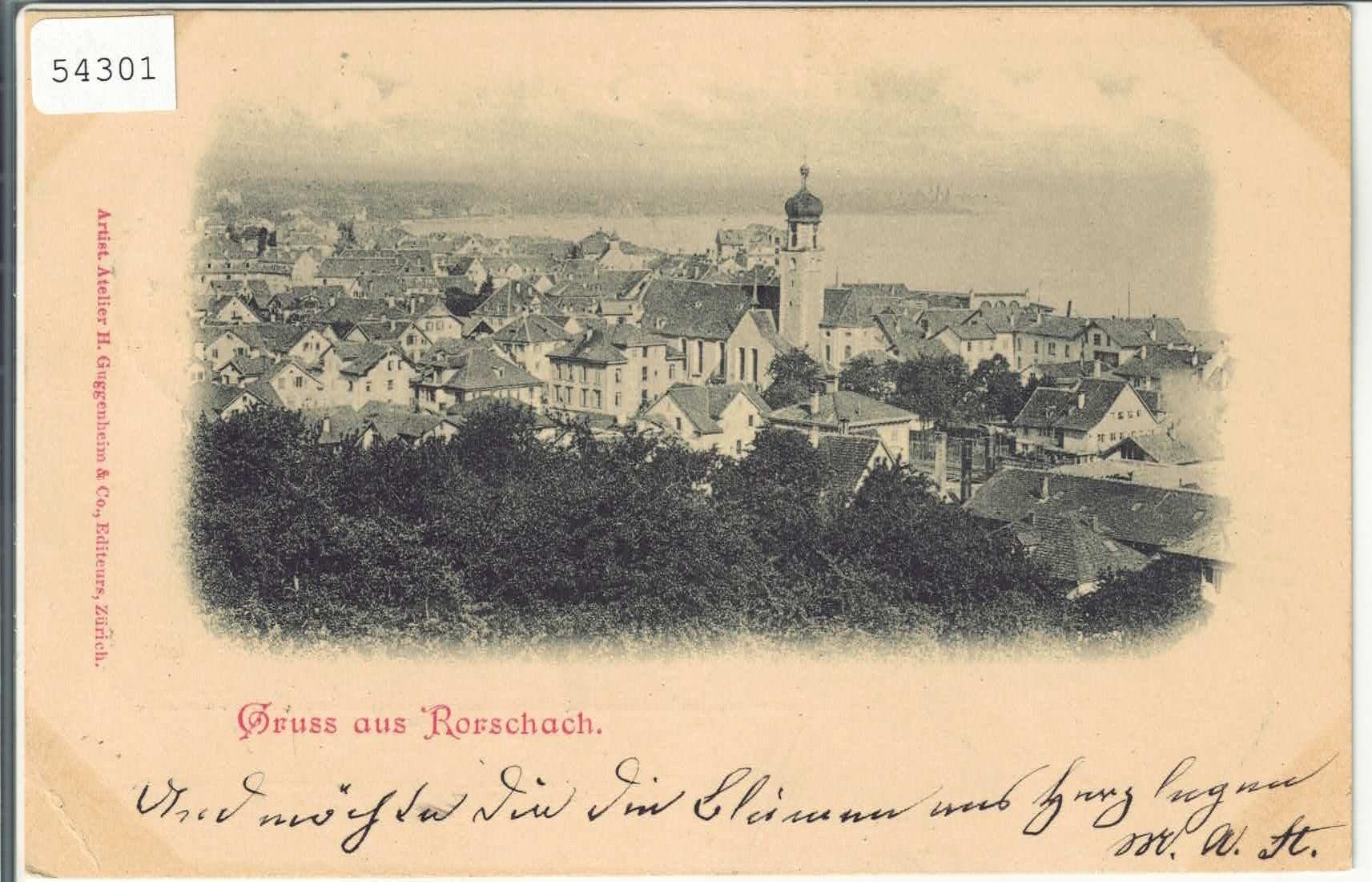 Cartoline postali: Gruss aus Rorschach - Generalansicht 1898 – Usato da Ettingen venduto da Kartenplanet
